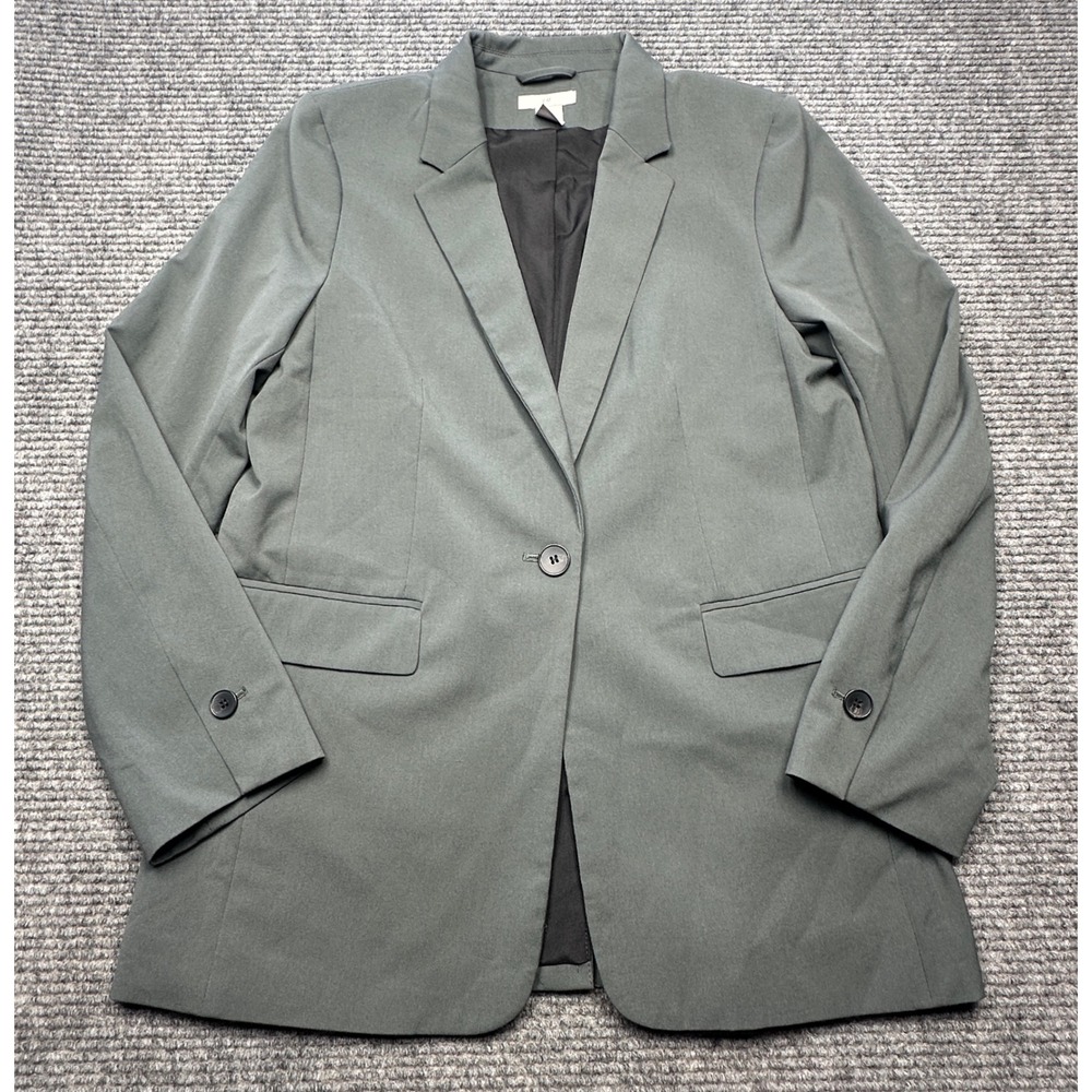 H&M Blazer Women Small Green Single Button Professional Lined Career